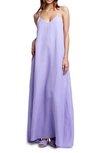 L Agence Linen Blend Trapeze Maxi Dress In Lavender