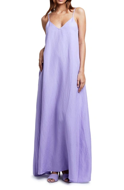L Agence Linen Blend Trapeze Maxi Dress In Lavender