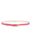 Versace Safety Pin Leather Belt In Cerise- Gold