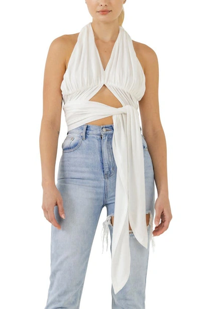 Grey Lab Coververtible Strap Halter Top In White