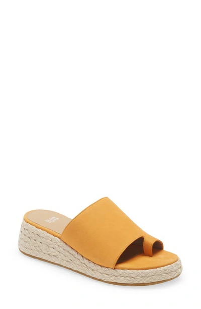 Eileen Fisher Tarry Toe Loop Espadrille Wedge Slide Sandal In Mango