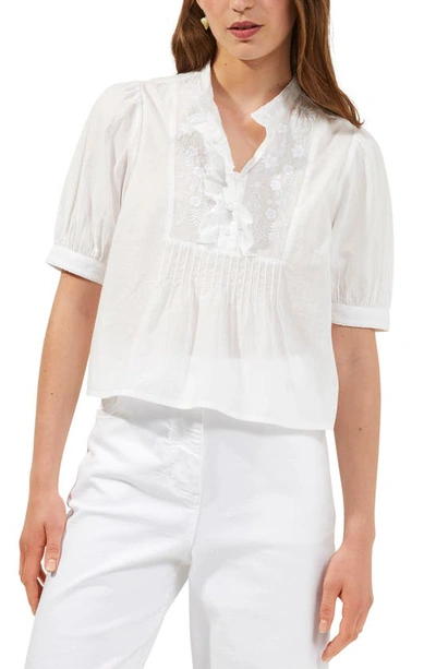 French Connection Women's Alowie Cotton Embroidered Top In Linene White