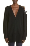 Altuzarra Ness Buckle Cold-shoulder Cashmere Sweater In 000001 Black
