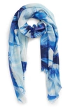 Nordstrom Eyelash Trim Print Cashmere & Silk Wrap In Blue Fabulous Floral