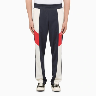 Palm Angels Navy Colourblock Lounge Trousers In White,blue,red