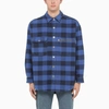 PALM ANGELS BLUE CHECKED-PRINT SHIRT WITH LOGO