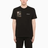 OFF-WHITE BLACK CREWNECK T-SHIRT WITH CARAVAGGIO PRINT