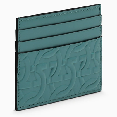 Ferragamo Light Blue Gancini-pattern Bi-fold Credit Card Holder