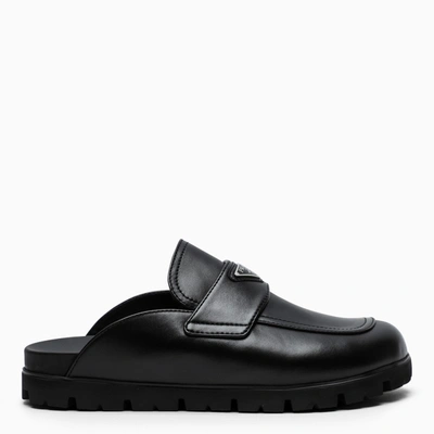 Prada Black Leather Sabot