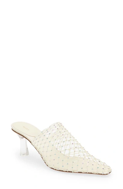Neous Bophy' Crystal Embellished Mesh Cage Heeled Mules In