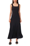 Vince Camuto Paneled Smocked-back Challis Tank Dress In Rich Black