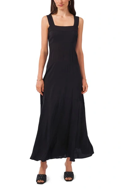 Vince Camuto Paneled Smocked-back Challis Tank Dress In Rich Black