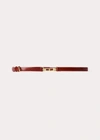 Totême Double Clasp Leather Belt Croco In Cognac