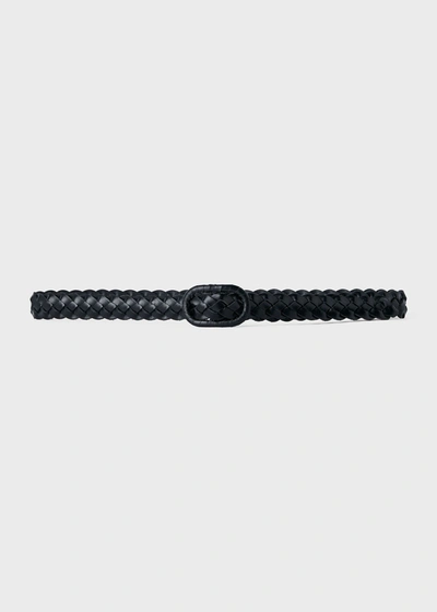 Totême Slim Braided Leather Belt In Black