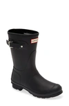 Hunter Original Short Adjustable Back Gloss Waterproof Rain Boot In Black Matte