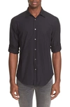John Varvatos Solid Adjustable Sleeve Shirt In Black
