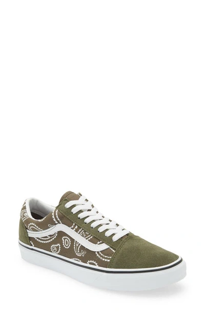 Vans Old Skool Sneakers In Green Bandana Print In Olive/white