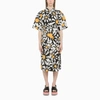 MARNI BLACK LONG DRESS WITH FLORAL PATTERN