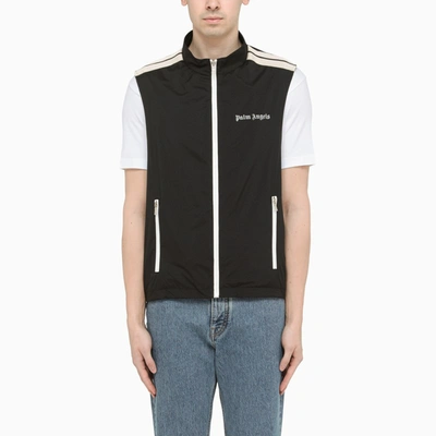 Palm Angels Black Zipped Waistcoat With Bands