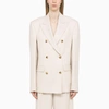 Amiri Knitted Double-breasted Blazer In Beige