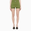 Prada Logo Buckle Skort Shorts In Green