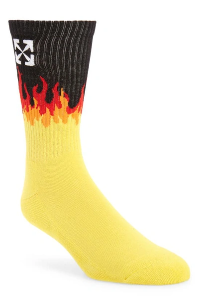 Off-white Flame Graphic-print Cotton-blend Socks In Yellow White