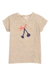 Bonpoint Kids Asmae Striped Cherry Print T-shirt In 167a Upb Caramel