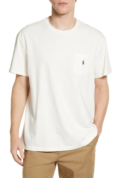 Polo Ralph Lauren Cotton Linen Short Sleeve Pocket Tee In Ceramic White