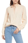 Faherty Willa Organic Cotton Ruffled Pintucked Blouse In Vanilla Cream