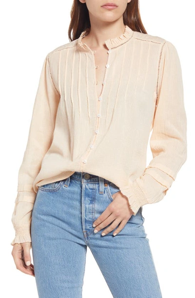 Faherty Willa Organic Cotton Ruffled Pintucked Blouse In Vanilla Cream