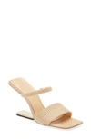 Cult Gaia Rene Woven Cantilevered Heel Sandals In Beige