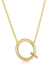 Simona Gold Plated Sterling Silver Sideways Initial Necklace In Gold - Q