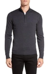 John Smedley 'tapton' Quarter Zip Merino Wool Sweater In Charcoal