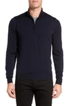 John Smedley 'tapton' Quarter Zip Merino Wool Sweater In Midnight