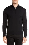 John Smedley 'tapton' Quarter Zip Merino Wool Sweater In Black