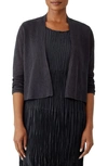 Eileen Fisher Ribbed Organic Linen & Cotton Cardigan In Nocturnal