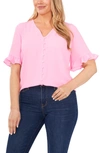 Cece Flutter Sleeve Top In Sweet Pink