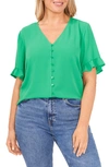 Cece Ruffle Sleeve Top In Vivid Green