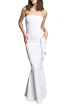 Dress The Population Paris Ruffle Strapless Mermaid Gown In White