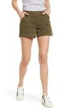 Spanx 4-inch Stretch Twill Shorts In Darkened Olive