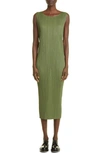 Issey Miyake New Colorful Basics Midi Dress In Khaki