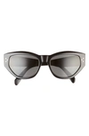 Celine Bold 3 Dots 54mm Cat Eye Sunglasses In Black/gray Solid