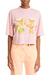 PALM ANGELS DANCING BEARS CROP GRAPHIC TEE