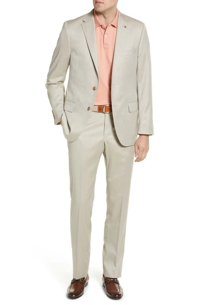 Hickey Freeman Event Beige Wool & Silk Suit