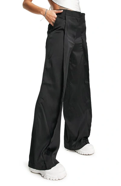 Topshop Satin Tailored Sweatpants In Black - Part Of A Set