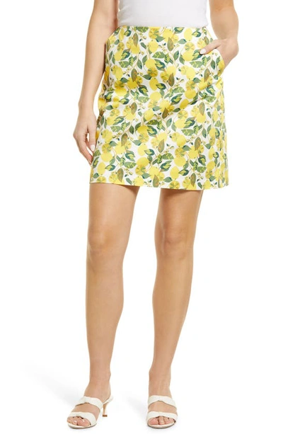 Boden Lemon Print A-line Miniskirt In Ivory Lemon Vine