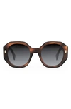 Fendi Bold 54mm Geometric Sunglasses In N,a
