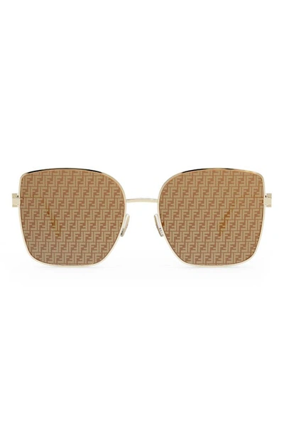 Fendi Fe40033u Baguette Square-frame Metal Sunglasses In Sltnickbrnmr