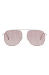 Fendi The  Travel 57mm Geometric Sunglasses In Shiny Palladium / Bordeaux