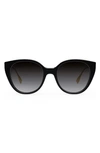 Fendi Baguette Cat Eye Sunglasses In Shiny Black